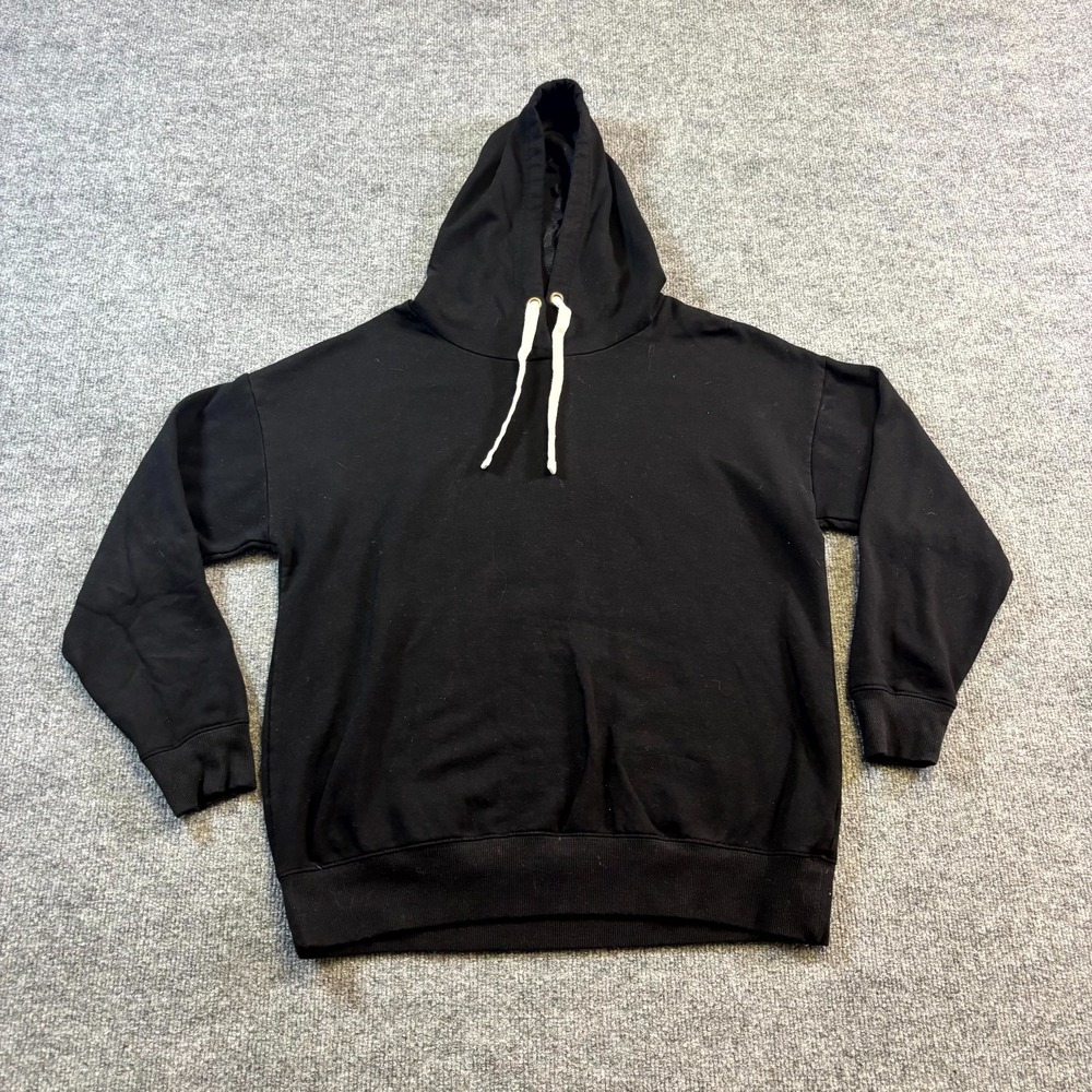 Buffalo David Bitton Hoodie Mens Medium Black Fleece Lined Long Sleeve Pullover